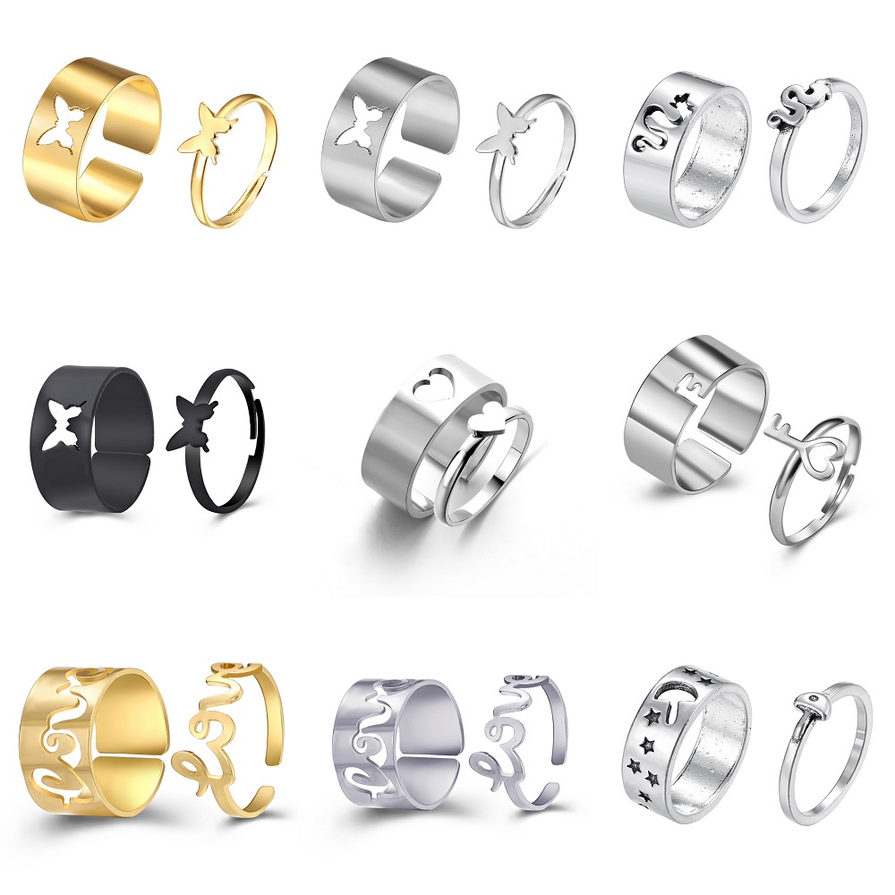 Set 4 Nhẫn Đeo Tay Kim Loại Thời Trang Cho Nữ