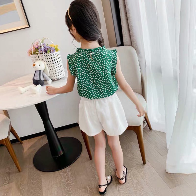 Girls' western style suit skirt summer dress fashionable children's net red two-piece short-sleeved princess dress 2021 new [issued on May 27]