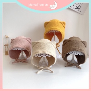 Nón len kiểu dáng hàn quốc có dây cột cho bé trai bé gái từ 6 tháng đến 3 tuổi