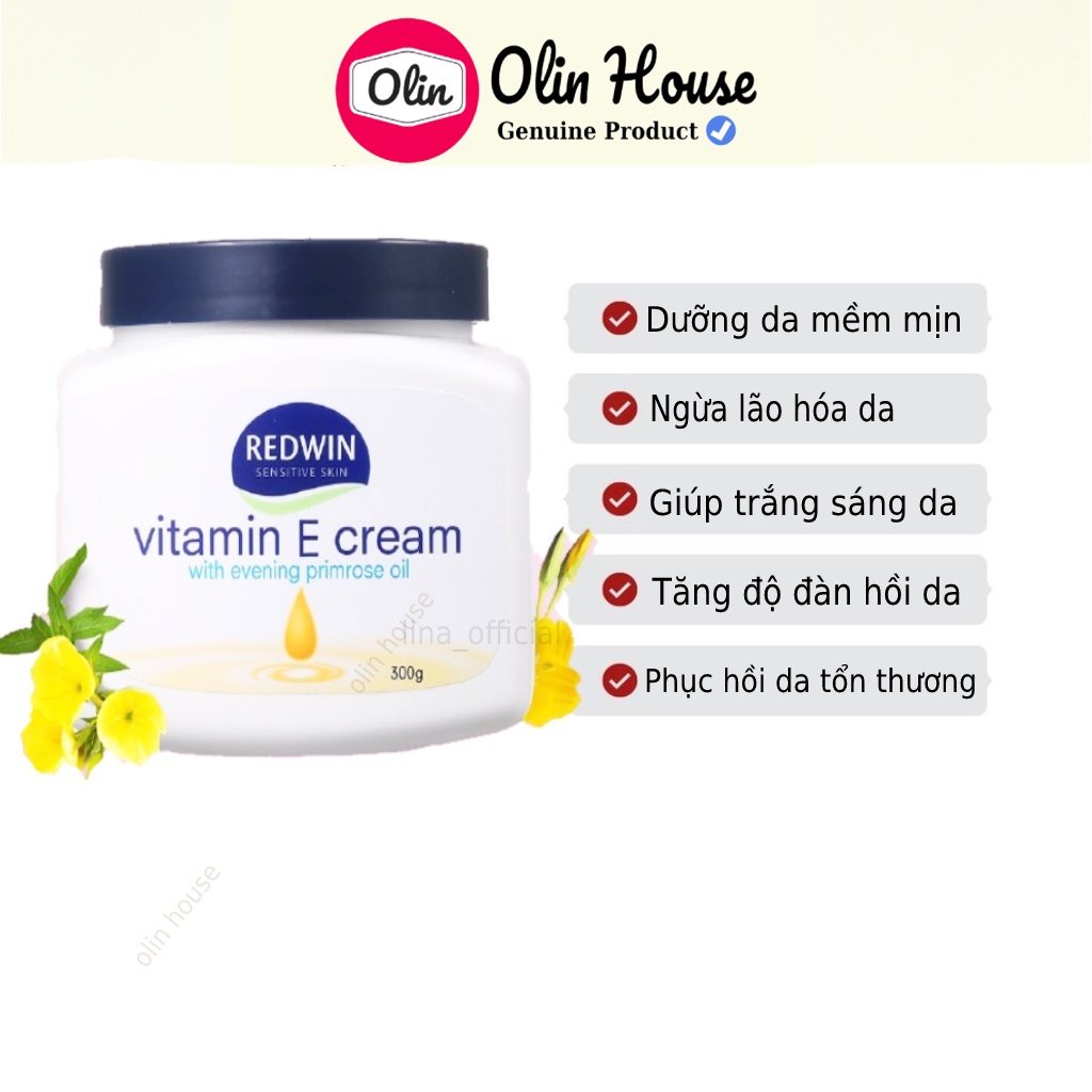 Kem dưỡng ẩm da vitamin E Redwin Cream 300g Úc - Kem chống nẻ dưỡng trắng da mịn màng Olin House