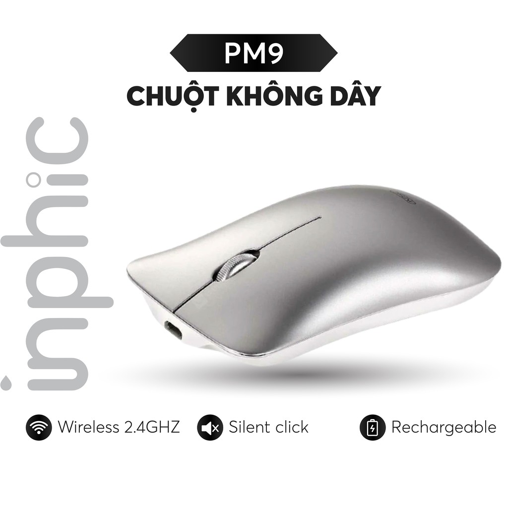 Chuột Không Dây INPHIC PM9 Có Thể Sạc Lại Dùng Cho Máy Tính Xách Tay Macbook PC - Chính Hãng