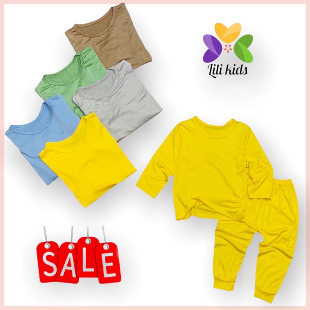 Bộ dài tay cho bé trai bé gái LILIKIDS chất thun lạnh trơn vải mềm mát cho bé BDT09