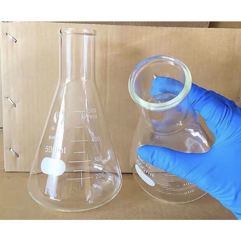 Bình tam giác thủy tinh, Erlenmeyer, bình nón thủy tinh cổ trơn chịu nhiệt