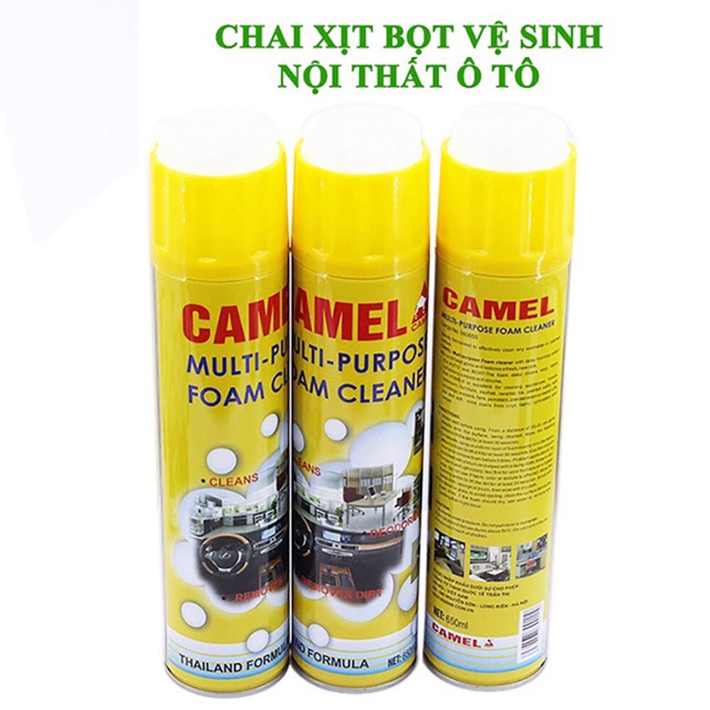 Combo 2 Chai xịt bọt vệ sinh đa năng nội thất ô tô Camel ( 650ml )