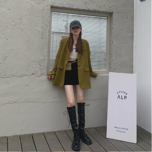 Áo Blazer Phong Cách Ulzzang Trẻ Trung, Năng Động, Chất Liệu Tuyết Hàn Cùng Màu Xanh Hot Trend, V06- Kilafashion.vn