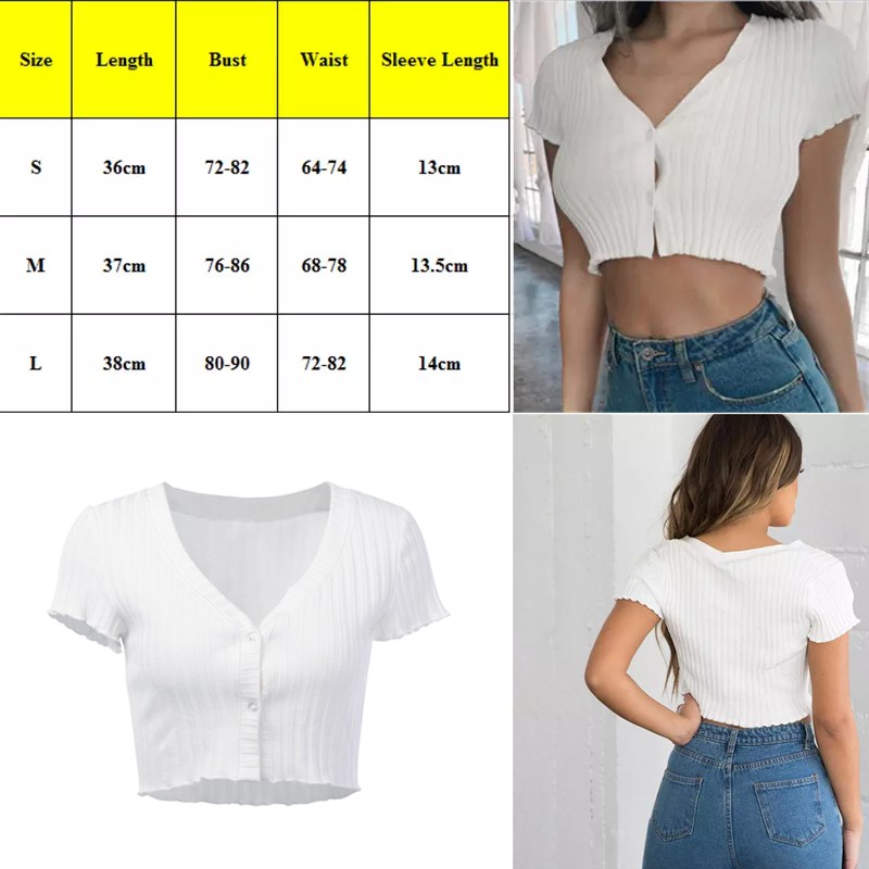 Áo croptop ngắn tay cổ V cá tính | BigBuy360 - bigbuy360.vn