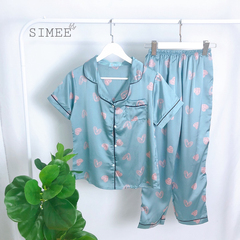Đồ ngủ Lụa Satin Pijama tay ngắn - quần dài - Nhiều Mẫu
