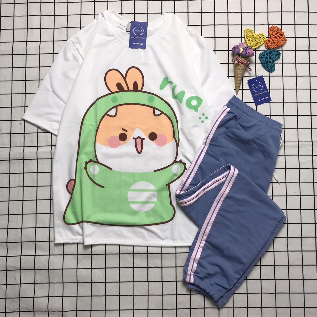 Đồ Bộ Dài Unisex Quần Jogger Áo Thun Chibi RUA Lapi VN Oanh Offcial, Freesize,Form Rộng, Nam Nữ Đều Mặc Được