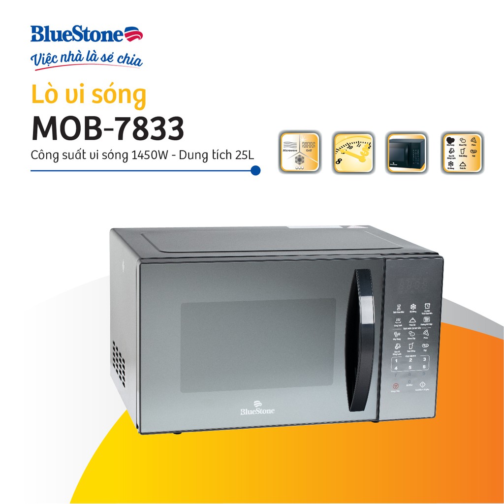 [Mã ELBLUEWL5 giảm 10% đơn 500K] Lò vi sóng điện tử kèm nướng MOB-7833