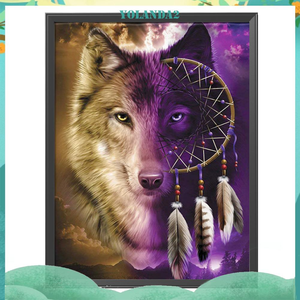 Tranh thêu chữ thập tự làm hình chó sói 11CT