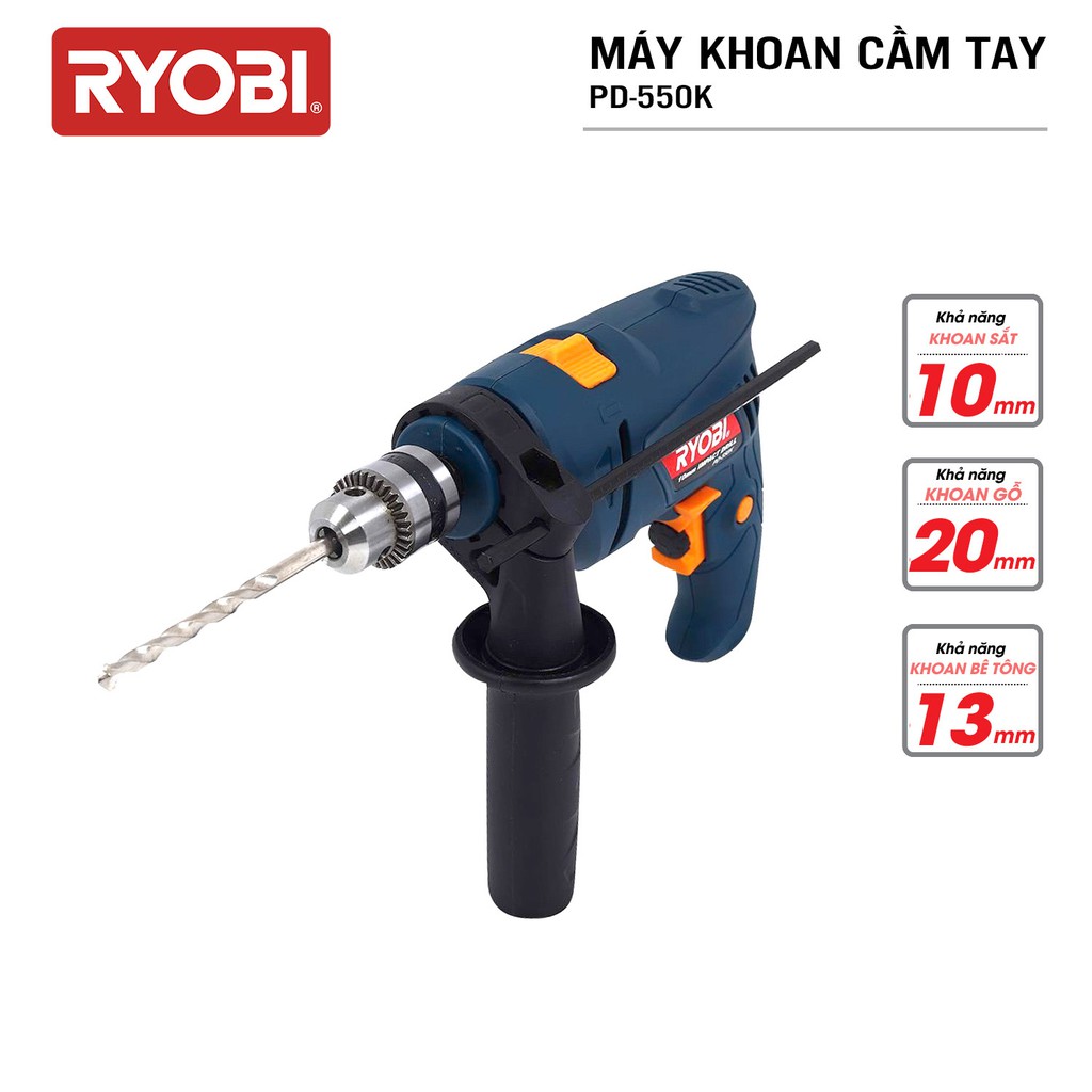 Bộ máy khoan cầm tay đa năng điện 550W RYOBI (KYOCERA) - PD-550K (Kèm 86 phụ kiện)