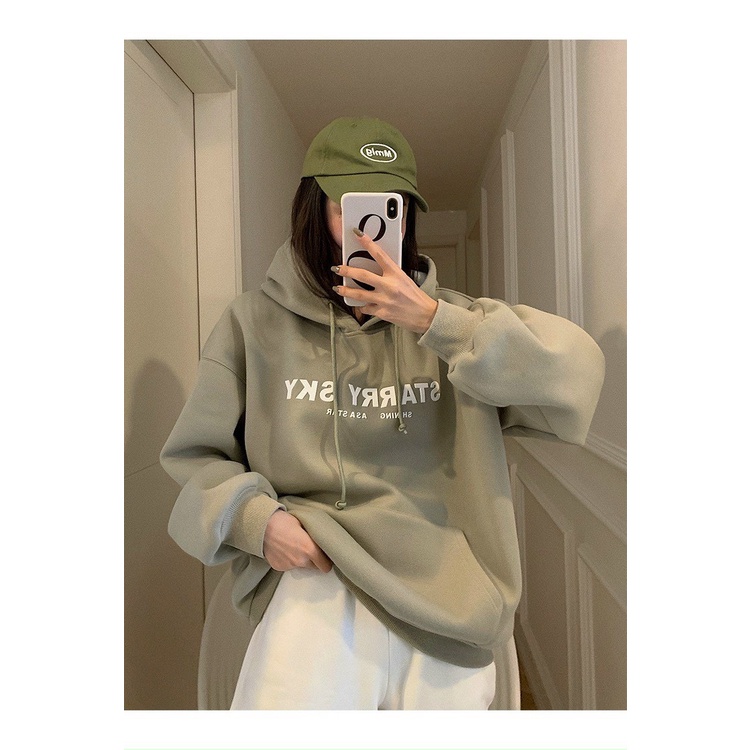 Hoodie Nam Nữ Tay Bồng Oversize Unisex starry Sky Màu Xanh Lạ Uzzlang Sweater