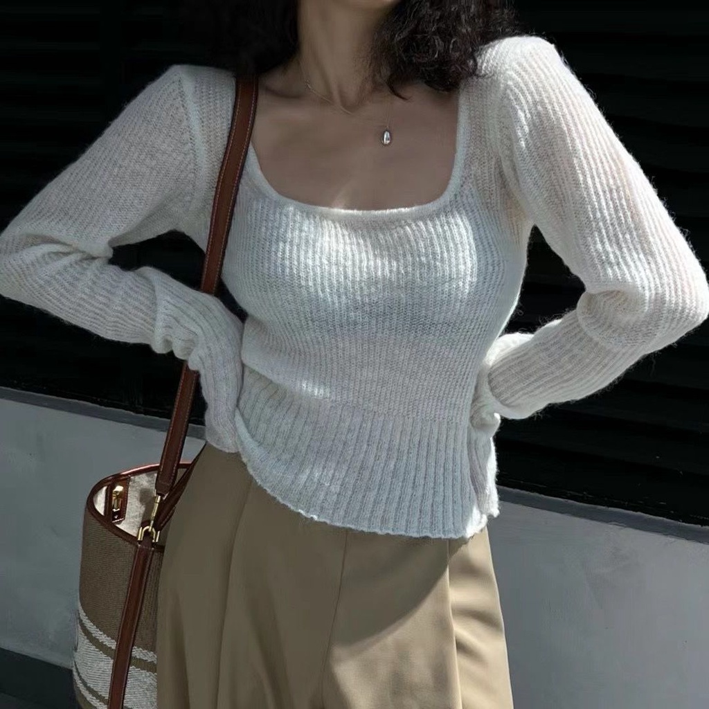 Áo Len Tay Dài Cổ Tròn Thời Trang Phong Cách Hàn Quốc Cho Nữ