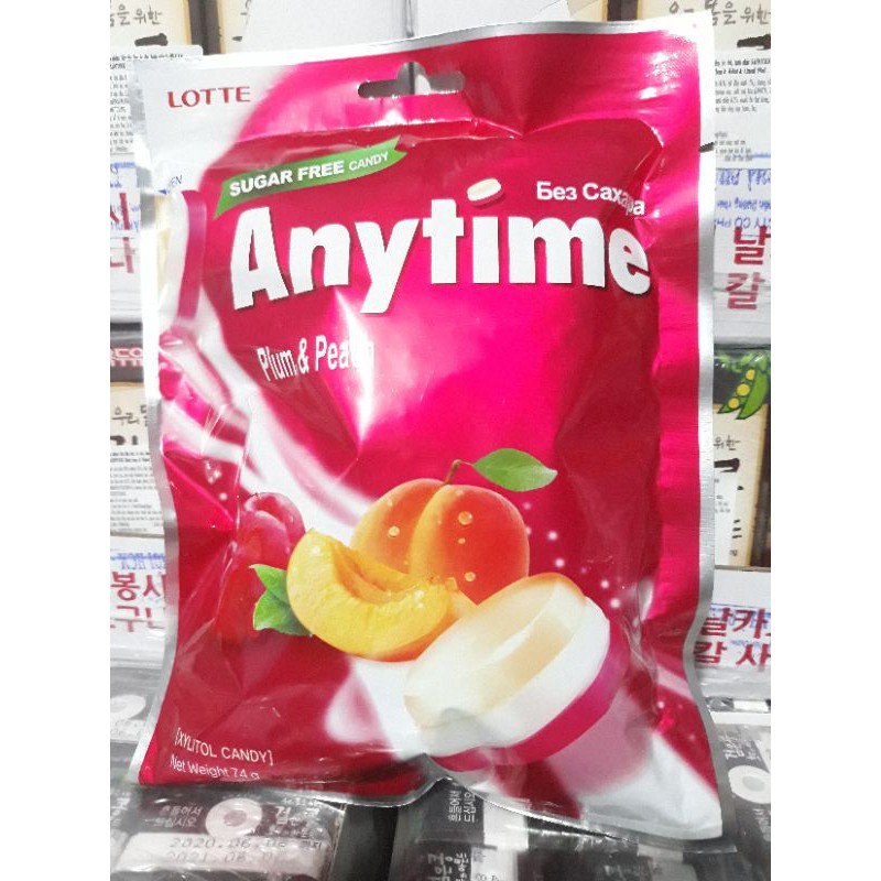 Combo 3 Túi Kẹo Lotte AnyTime Bạc Hà đào chanh 60g hàn quốc