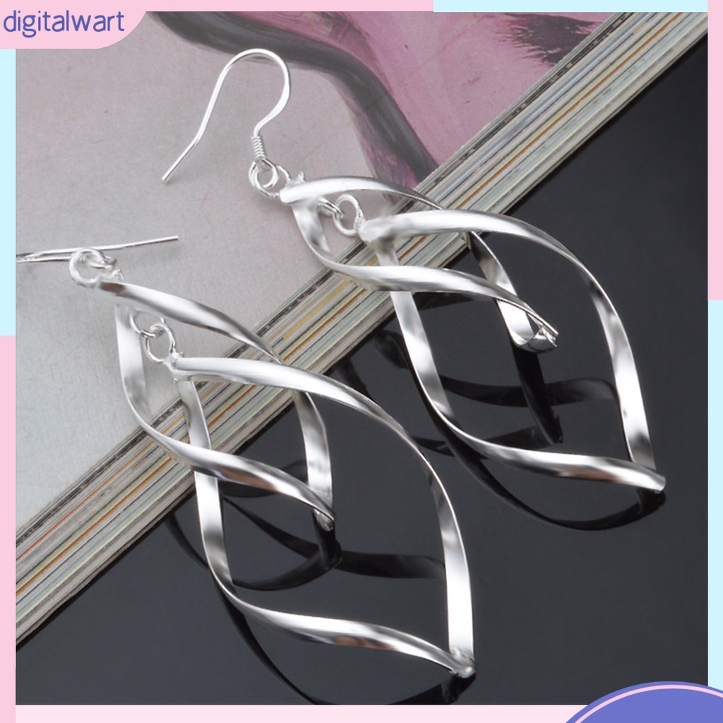 Cặp khuyên tai hình xoắn mạ bạc nhẹ nhàng thanh lịch dành cho nữ