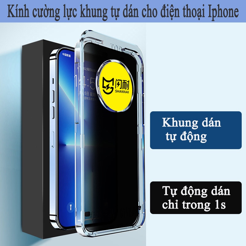 Kính cường lực Iphone 11 / 12 / 13/ 14 Pro, Pro Max chính hãng  khung dán tự động full màn hình
