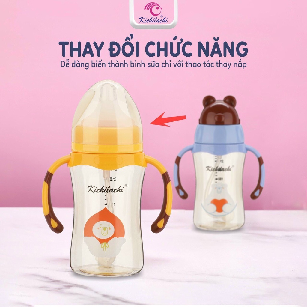 Bình uống nước ống hút Trittan Kichi 240ML 2in1