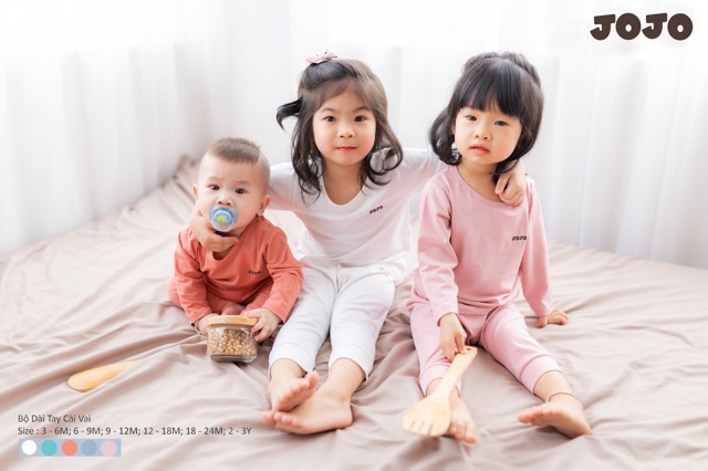 JOJO - Bộ cài vai dài tay Jojo cho bé trai/bé gái từ 3 tháng đến 3 tuổi
