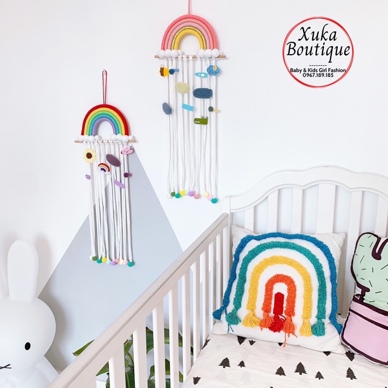 Phụ Kiện Treo Kẹp Tóc Cho Bé Hình Cầu Vồng Màu Sắc Đẹp Mắt Thích Hợp Trang Trí Phòng