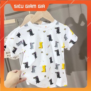 Áo Thun Hè Bé Trai Hoạ Tiết Doremon Và khủng Long