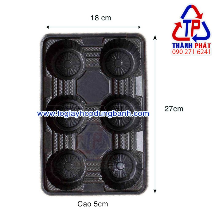 100 Khay 6 ngăn đen đựng 6 ly trà sữa - khay nhựa 6 ô đựng ly chống đổ