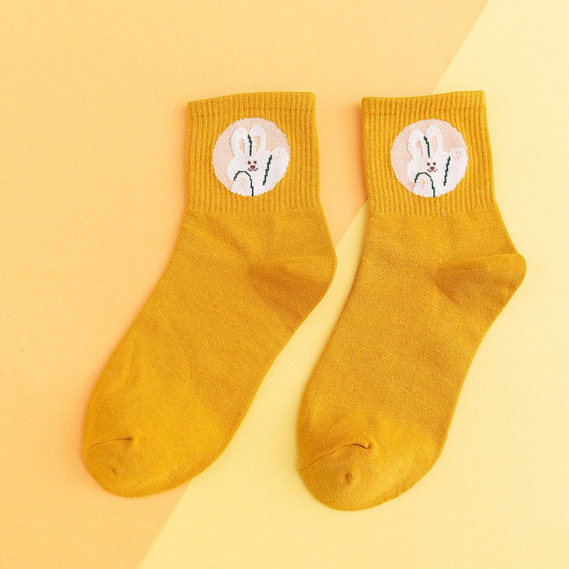 Women Autumn Cartoon Animal Solid Color Mid Socks | BigBuy360 - bigbuy360.vn