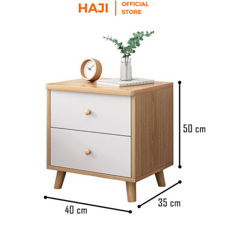 Tủ để đồ mini 2 tầng lưu trữ có ngăn kéo Tab đầu giường HAJI decor phòng ngủ hiện đại sang trọng phong cách Vinatge A174