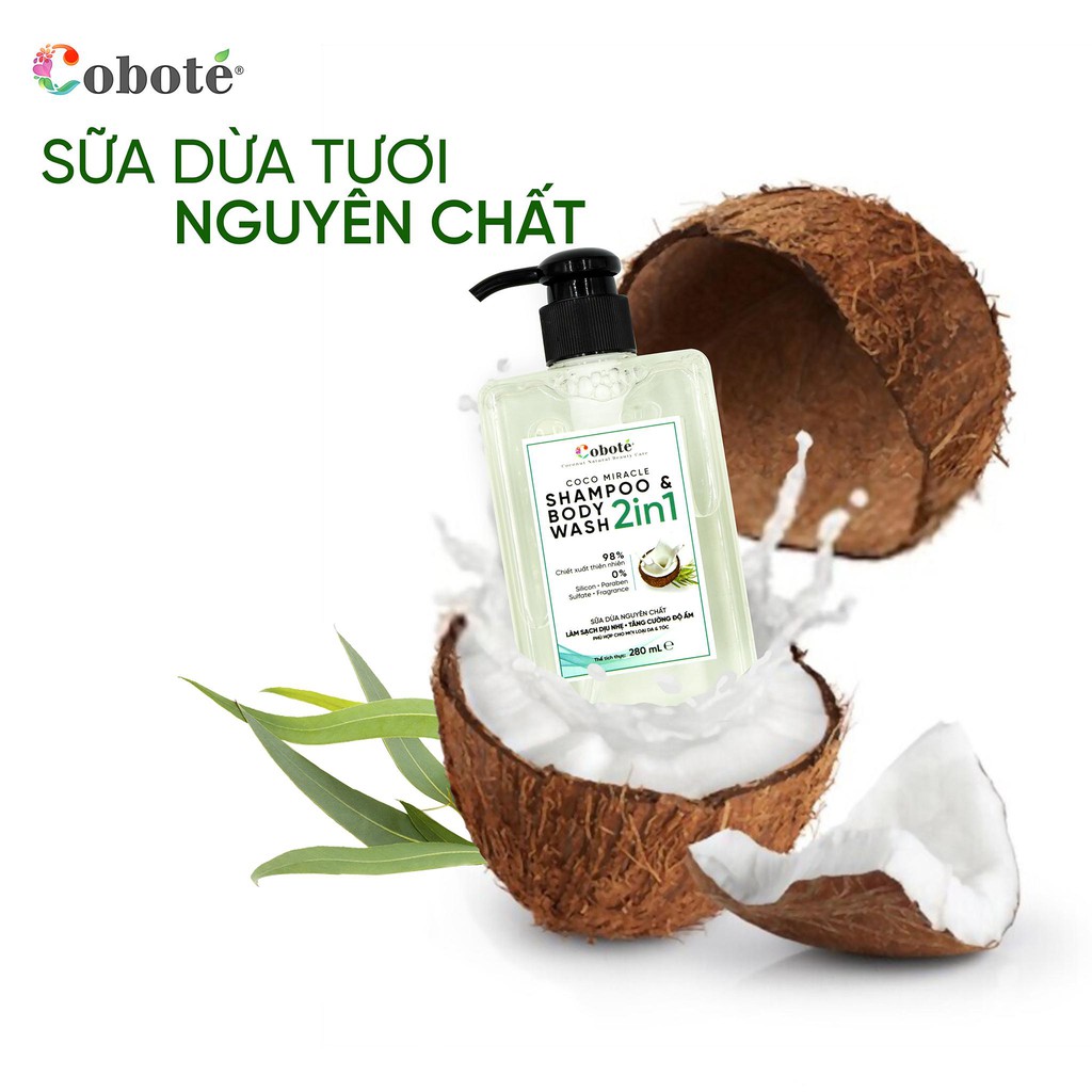 Dầu Tắm Gội Toàn Thân 2-in-1 Coboté 280ML