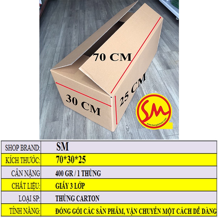THÙNG CARTON, HỘP CARTON GIÁ RẺ 70x30x25 sóng B  3 lớp size  chuyên dùng ĐÓNG GÓI CÁC SẢN PHẨM, VẬN CHUYỂN DỄ DÀNG