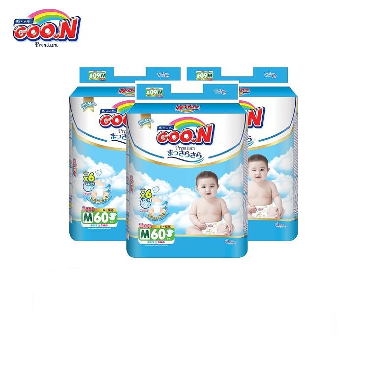 Combo 3 bịch tã dán Goo.N Premium gói cực đại M60 (60miếng)