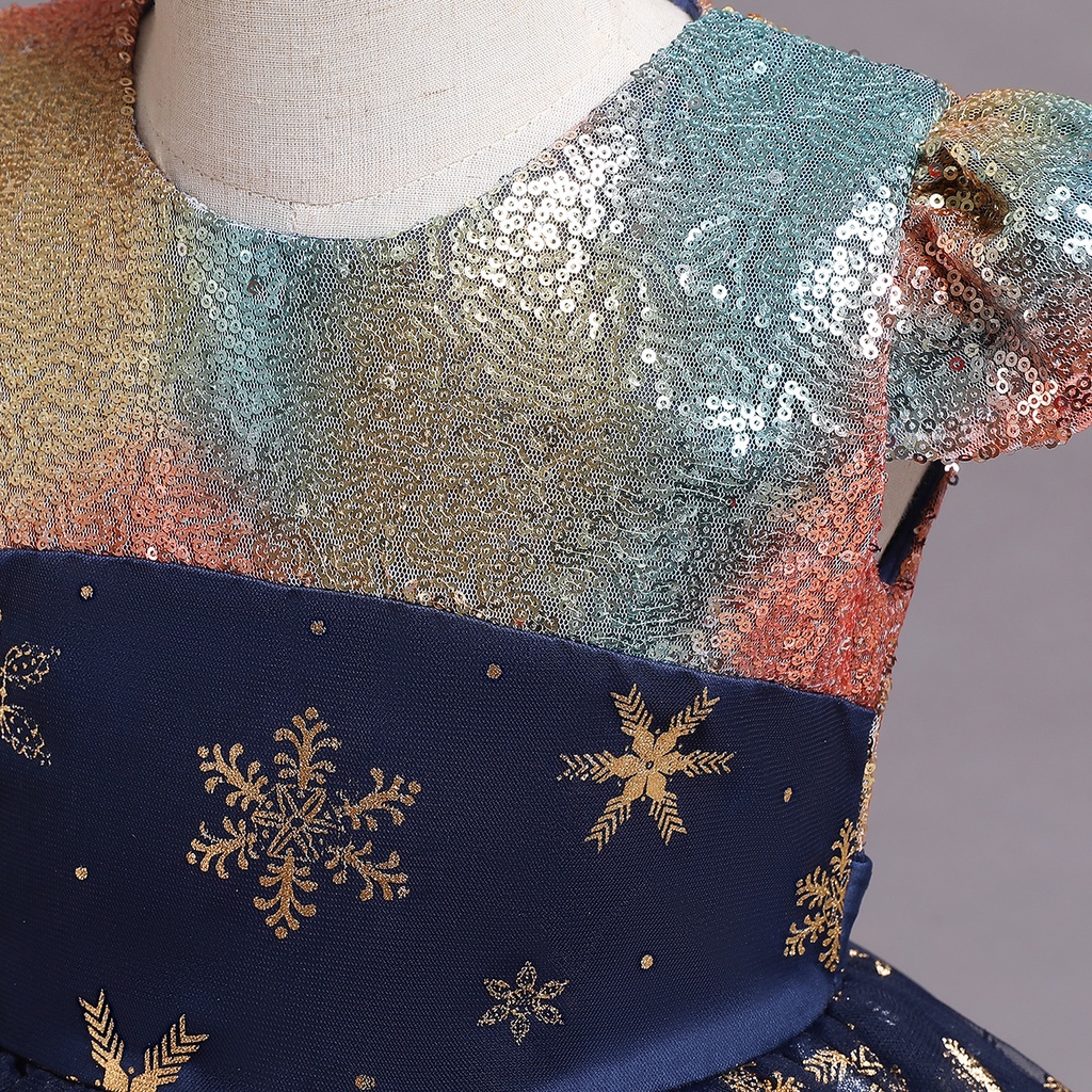 Đầm công chúa đính kim sa hình cánh thiên thần cho bé gái