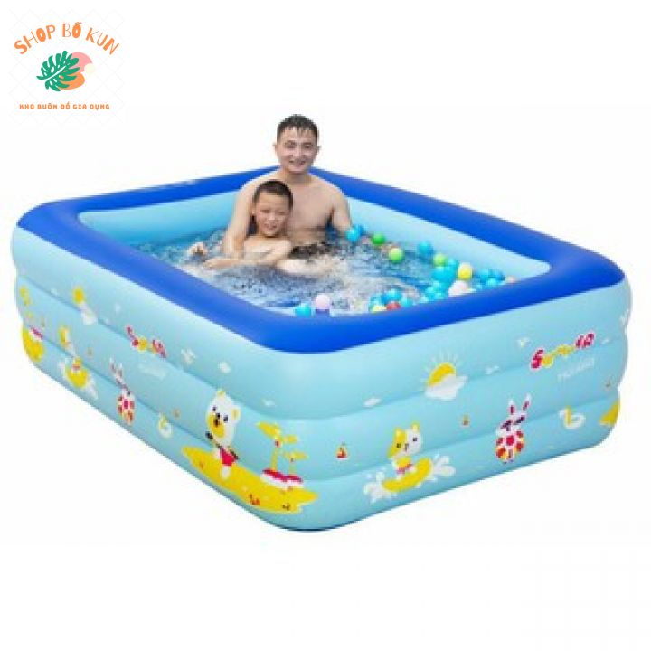 BỂ BƠI PHAO BƠI 3 TẦNG CHỮ NHẬT 1,3M /1.2m/ 1.8m CÓ ĐÁY CHỐNG TRƯỢT AN TOÀN CHO BÉ , CHUẨN LOẠI 1.