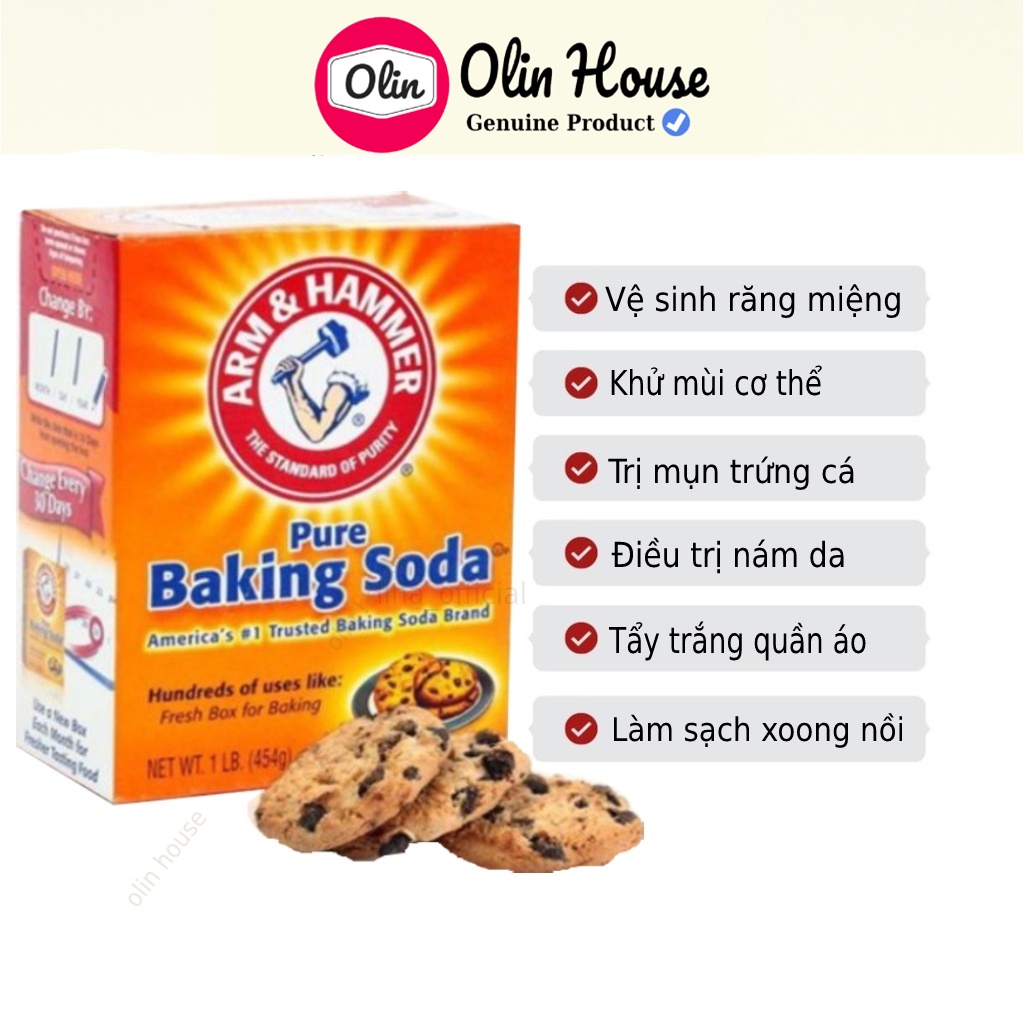Baking soda trắng răng 454g - backing soda làm bánh chính hãng - banking soda tẩy rửa Olin House