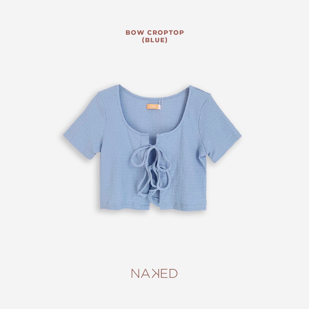 Naked By V - Áo thun buộc nơ Bow Croptop (Xanh)