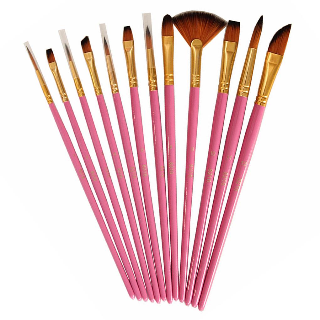 Set 12 Cọ Vẽ Màu Nước Bằng Gỗ Tiện Dụng