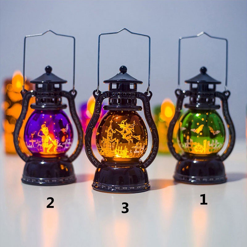 Đèn trang trí họa tiết dơi phù thủy bộ xương phong cách Halloween độc đáo