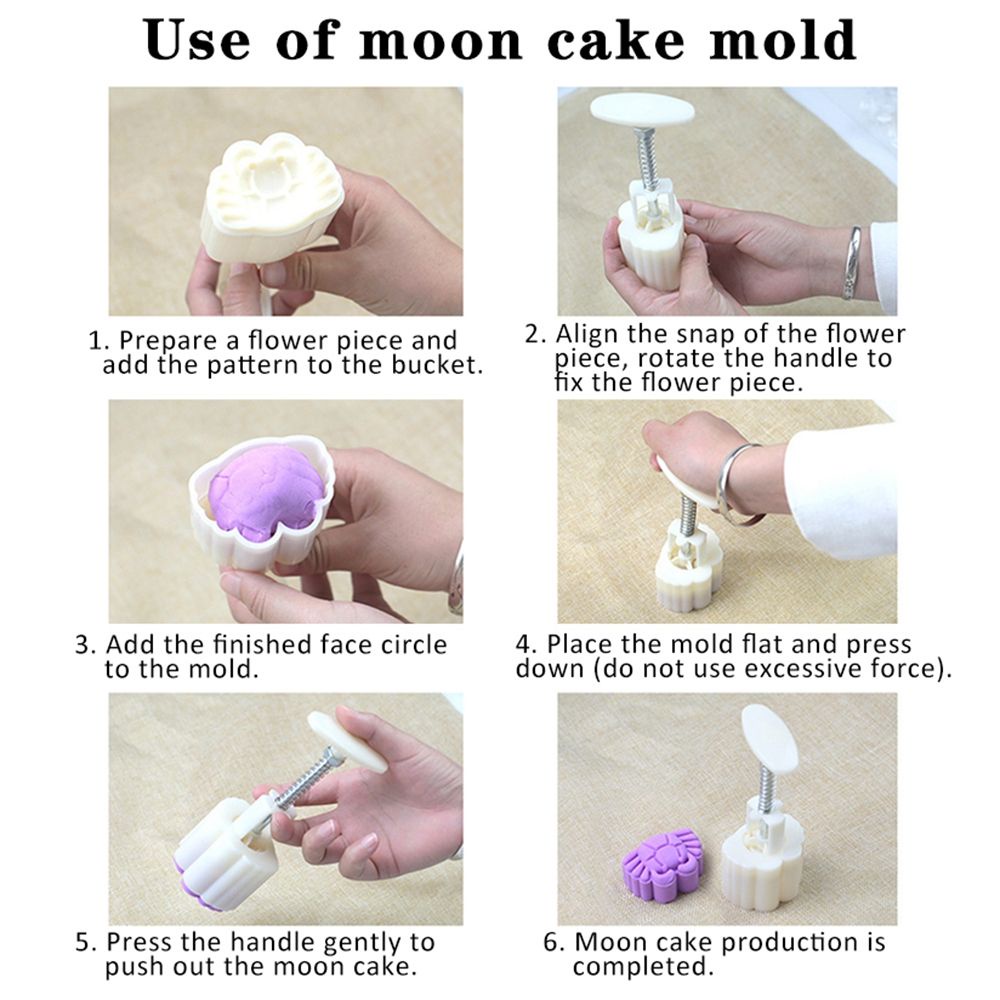 Set 7 khuôn nhấn tạo hình bánh trung thu 3D chống dính đa năng