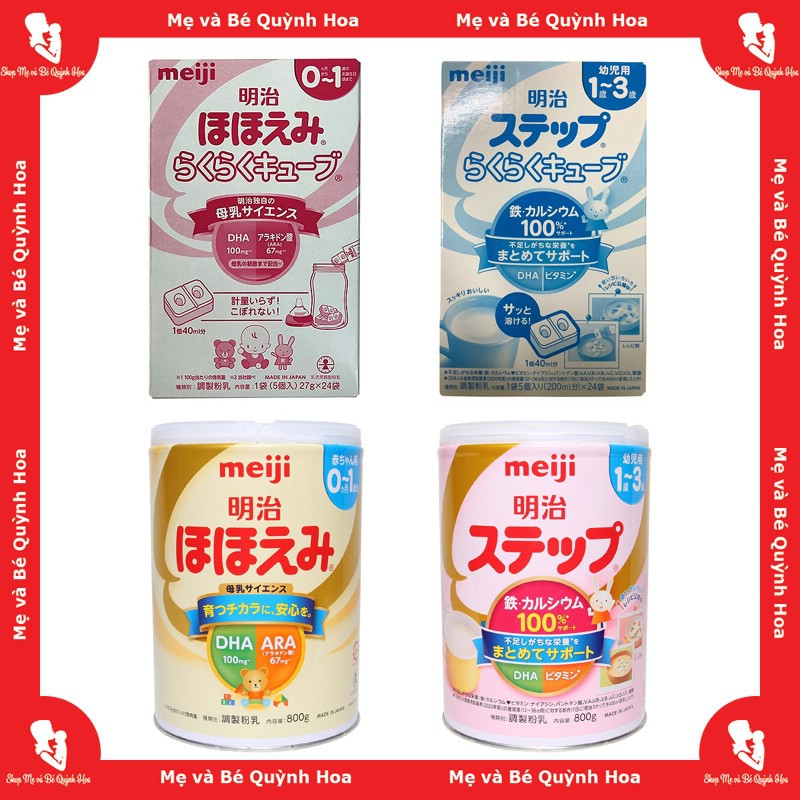 Sữa Meiji nội địa Nhật [CHÍNH HÃNG] hộp sắt 800g / hộp giấy dạng thanh số 0-1, 648g  / số 1-3, 672g [TEM PHỤ TIẾNG VIỆT]