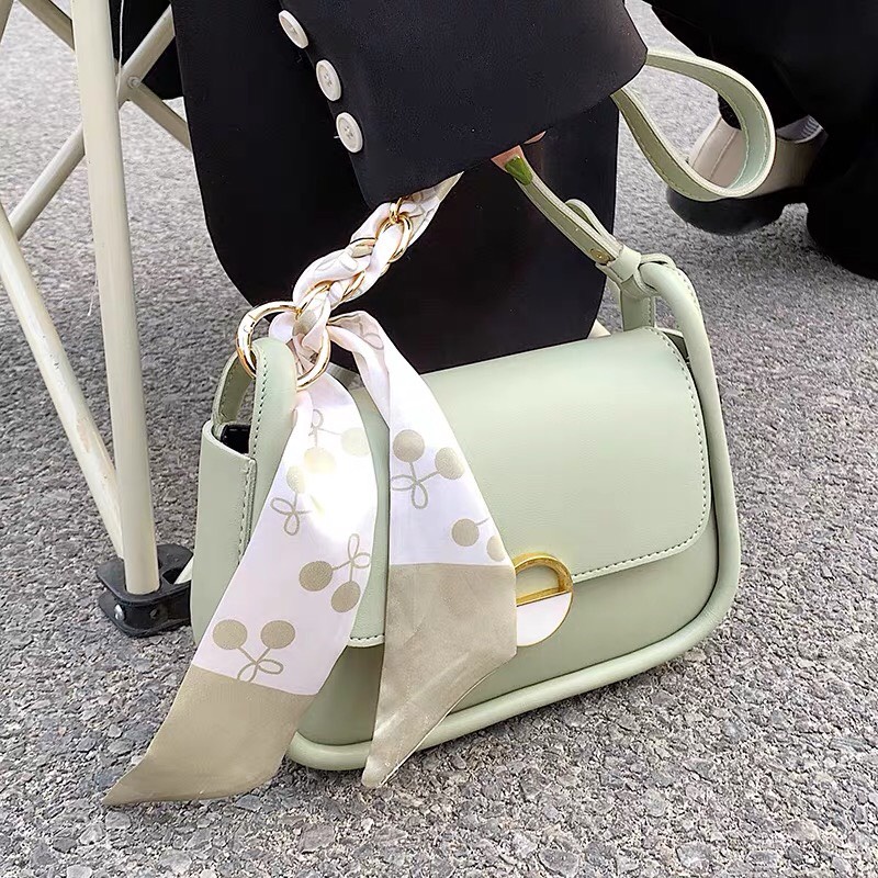 Túi đeo vai , túi đeo chéo dây xích phối lụa, khóa tròn kiểu mới 2022 SL46