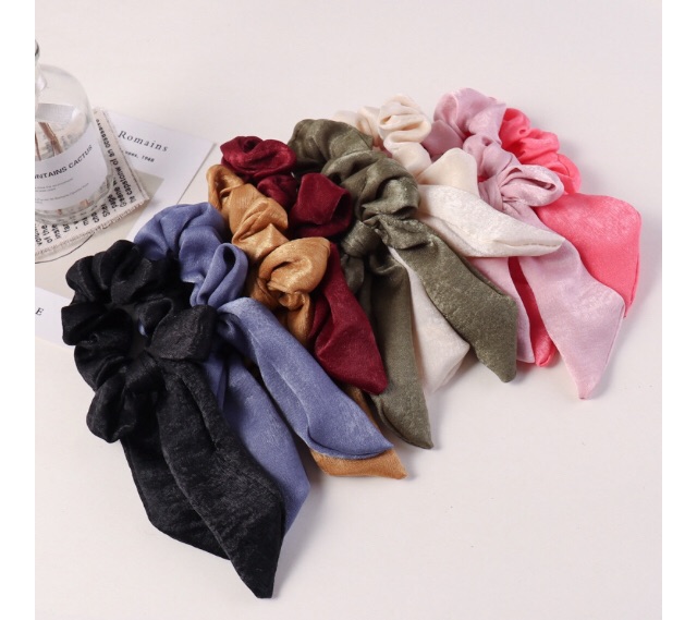 Buộc tóc SCRUNCHIES lụa thắt nơ baby