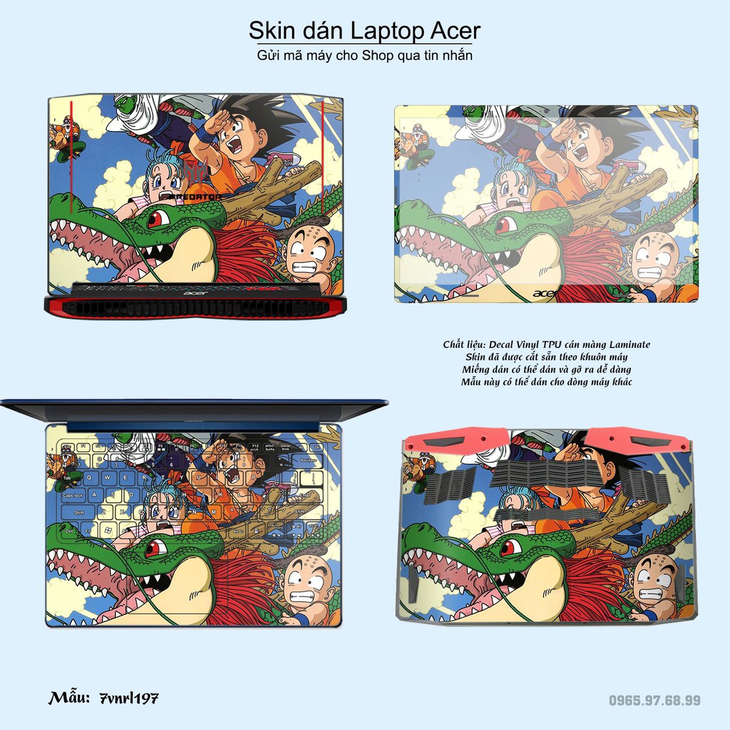 Skin dán Laptop Acer in hình Dragon Ball nhiều mẫu 3 (inbox mã máy cho Shop)