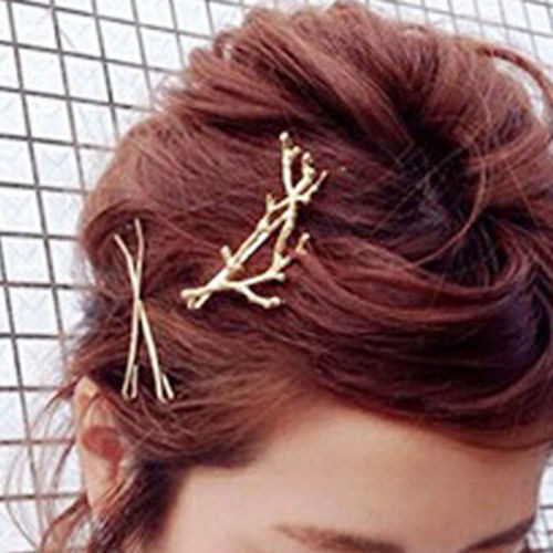 Kẹp tóc mạ vàng hình nhánh cây thanh lịch thời trang