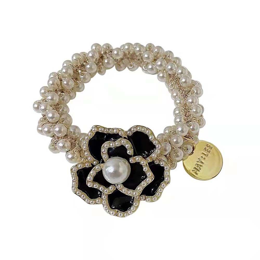 Dây Buộc Tóc Đuôi Ngựa In Họa Tiết Hoa Trà Phong Cách Hàn Quốc Thời Trang Cho Nữ