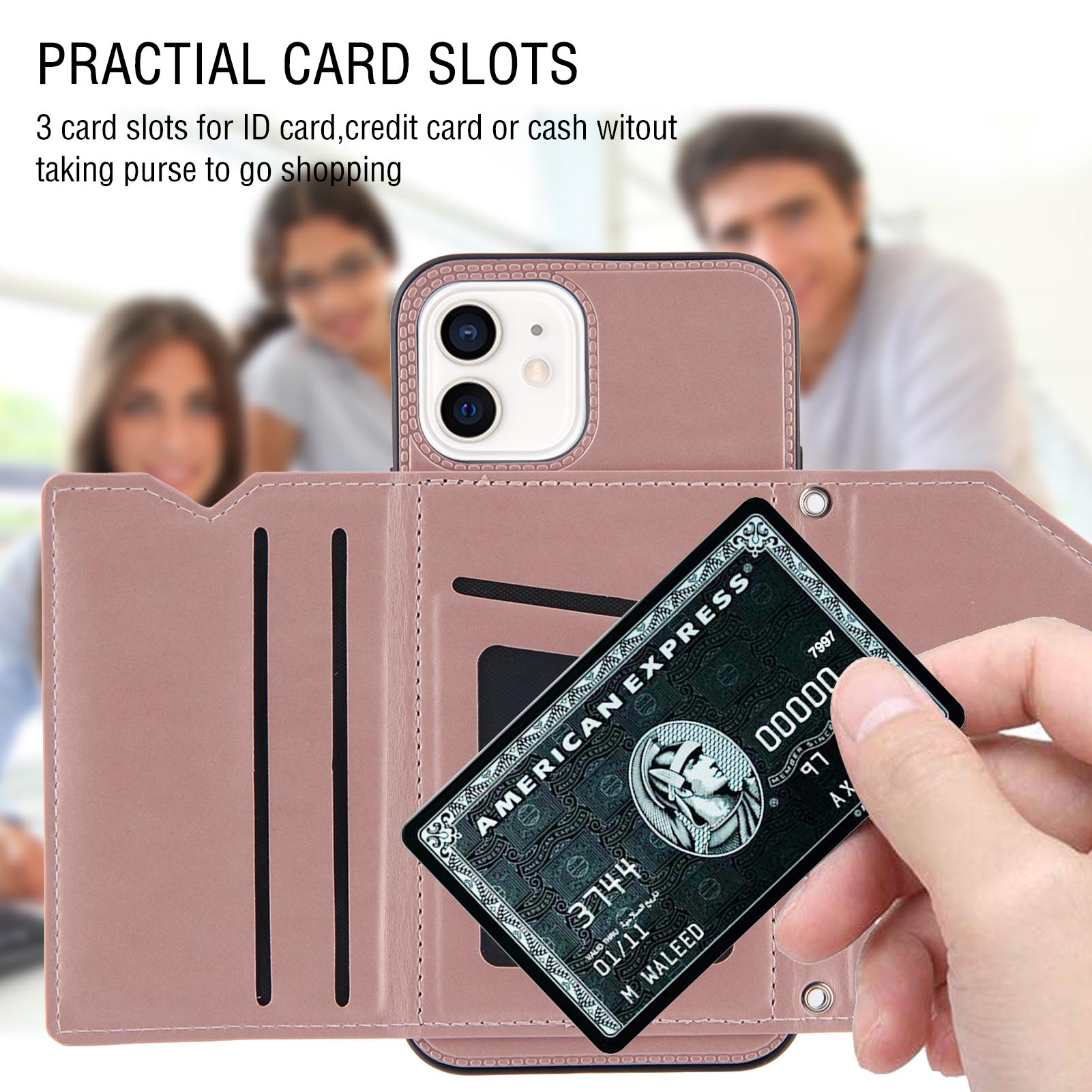 Ốp điện thoại kiêm ví đựng thẻ bằng da mềm màu trơn dành cho iPhone 8 7 Plus SE 2020