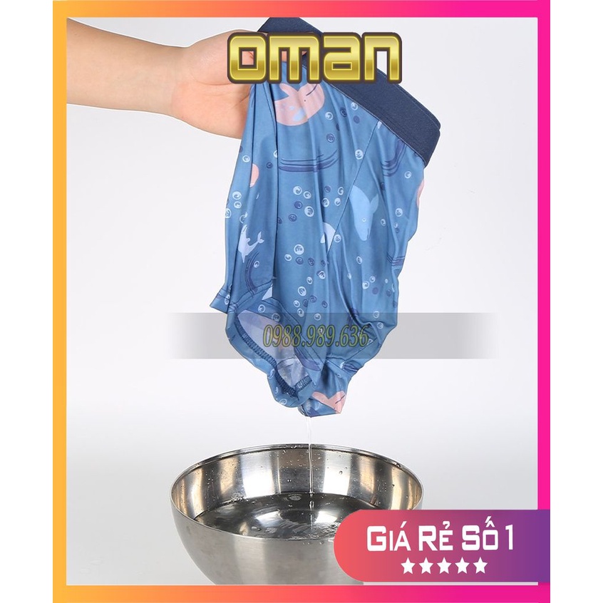 Quần lót BOXER nam cá heo xanh vải lụa băng tự nhiên 100% thoáng khí,co giãn cao cấp