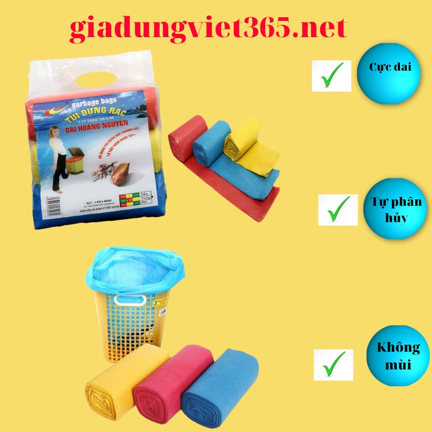 Túi rác cuộn lốc 3 cuộn màu Đại Hoàng Nguyên