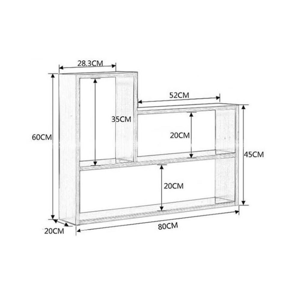 Kệ giá sách treo tường chữ L (chọn màu) KS10