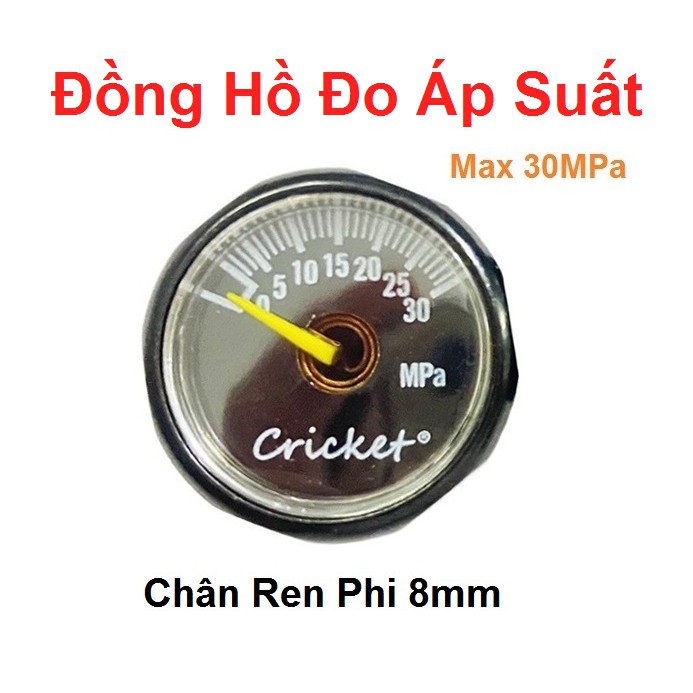 Đồng hồ đo áp suất - chân 8mm - 30MPa (Nhỏ) ( mặt màu Đen Chơn) pkb 🍂