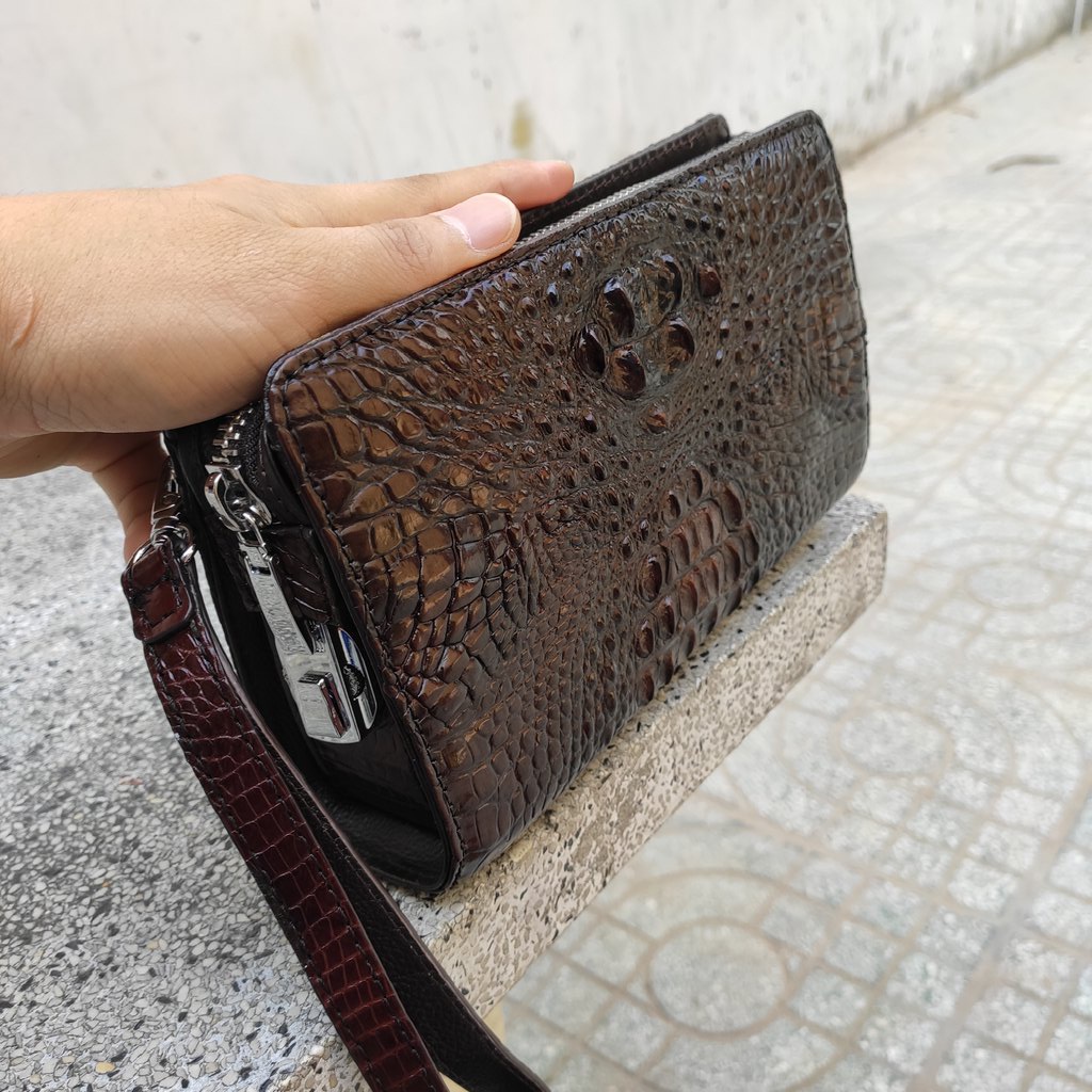 Clutch cầm tay da cá sấu cao cấp cho nam nữ (KHÓA SỐ BẢO MẬT)