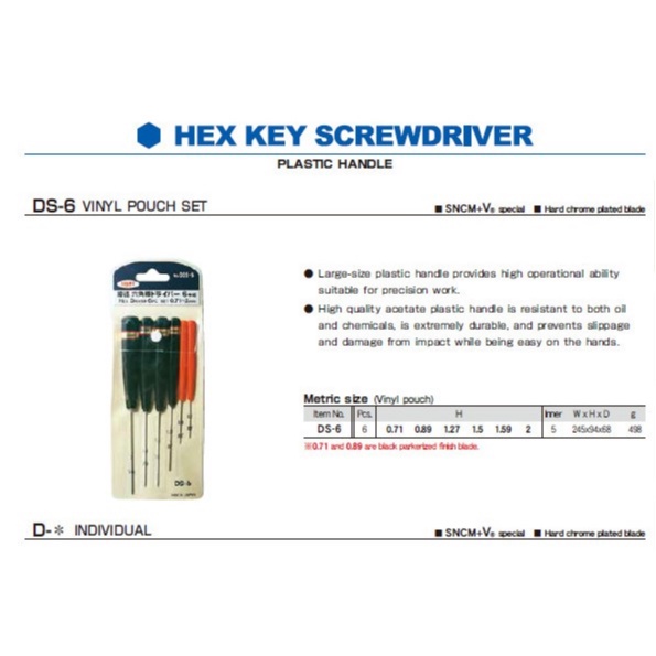 Bộ Chìa Lục Giác MINI DS-6 EIGHT JAPAN, Bộ Chìa Lục Giác Siêu Nhỏ DS-6 EIGHT JAPAN 025-6 , DS-6 HEX KEY WRENCH